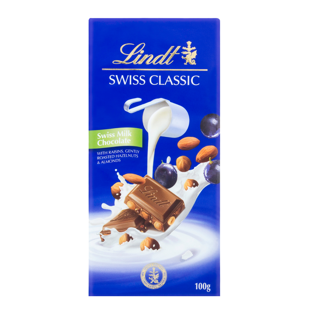Chocolate Lindt Swiss Classic Tableta Milk Con Almendras 100 Gr. Conyntra  Fine Food
